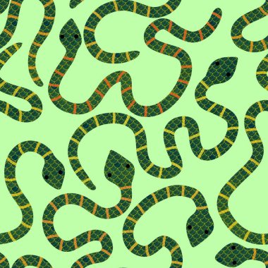 Yaz çizgi filmlerindeki kusursuz yılan desenli ambalaj kağıtları, kumaşlar, çarşaflar, çocuk giysileri baskısı ve yeni yıl, bayram ambalajları ve hayvanat bahçesi aksesuarları. Yüksek kaliteli illüstrasyon