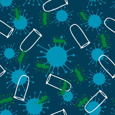 Kağıt, kumaş, çarşaf, doktor tekstil ve ambalaj için tıpsız bakteri deseni. Yüksek kaliteli illüstrasyon