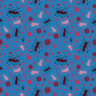 Kağıt, kumaş, çarşaf, doktor tekstil ve ambalaj için tıpsız bakteri deseni. Yüksek kaliteli illüstrasyon