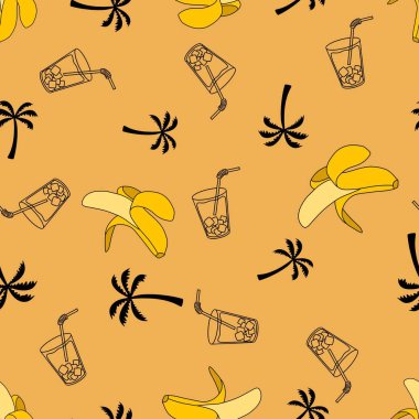 Soyut karikatür yaz meyvesiz muz deseni ambalaj kağıdı, kumaş, çarşaf ve çocuk kıyafetleri ve parti aksesuarları için. Yüksek kalite fotoğraf