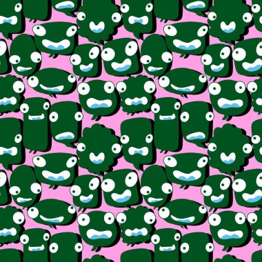 Çizgi film canavarları kağıt, kumaş, çarşaf, çocuk kıyafetleri ve parti aksesuarları için kusursuz metin balonu desenleri. Yüksek kaliteli illüstrasyon