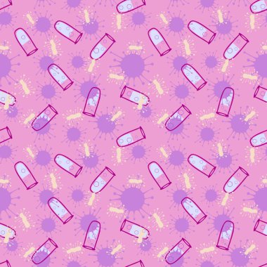 Kağıt, kumaş, çarşaf, doktor tekstil ve ambalaj için tıpsız bakteri deseni. Yüksek kaliteli illüstrasyon