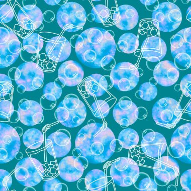 Yaz içkisi, karikatür buz kalıpları kağıt ve giysi baskısı, ambalaj, kumaş ve çarşaf için. Yüksek kaliteli illüstrasyon