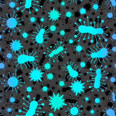 Kağıt, kumaş, çarşaf, doktor tekstil ve ambalaj için tıpsız bakteri deseni. Yüksek kaliteli illüstrasyon