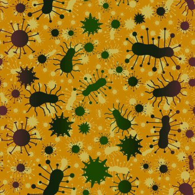 Kağıt, kumaş, çarşaf, doktor tekstil ve ambalaj için tıpsız bakteri deseni. Yüksek kaliteli illüstrasyon