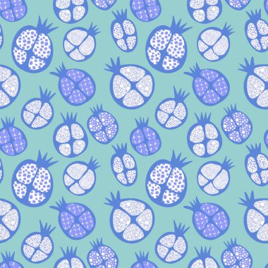 Kağıt, kumaş, çarşaf ve çocuk giysileri baskısı ve parti yaz aksesuarları için soyut meyve pürüzsüz nar deseni. Yüksek kaliteli illüstrasyon