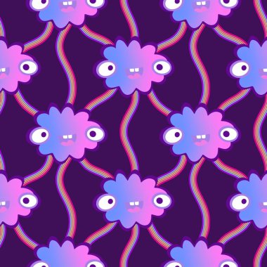 Karikatür gökyüzü, kağıt, kumaş, çarşaf ve çocuk giysileri ve parti aksesuarları için kusursuz bir gradyan deseni. Yüksek kaliteli illüstrasyon