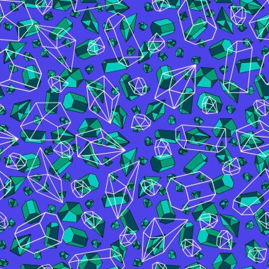 Yaz karikatürü geometrik kristaller kumaşlar ve çarşaflar için ve çocuk giysileri baskısı ve şenlikli ambalaj kağıtları ve moda tekstili. Yüksek kaliteli illüstrasyon