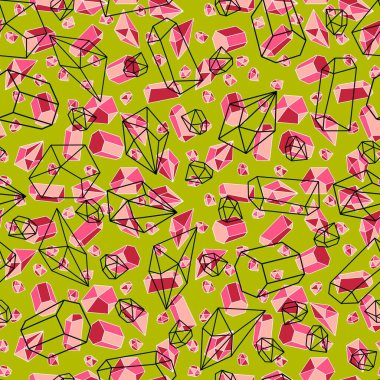 Yaz karikatürü geometrik kristaller kumaşlar ve çarşaflar için ve çocuk giysileri baskısı ve şenlikli ambalaj kağıtları ve moda tekstili. Yüksek kaliteli illüstrasyon