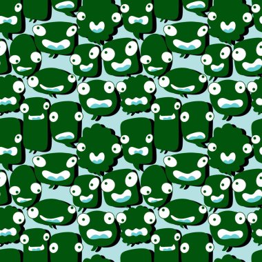 Çizgi film canavarları kağıt, kumaş, çarşaf, çocuk kıyafetleri ve parti aksesuarları için kusursuz metin balonu desenleri. Yüksek kaliteli illüstrasyon