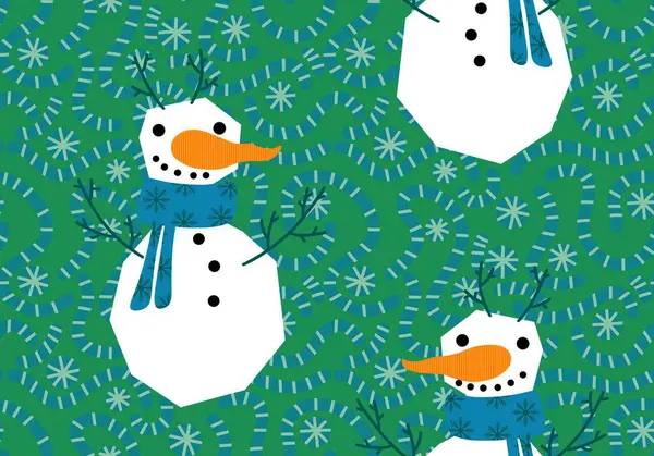 Kumaşlar, tekstil ve ambalajlar, hediyeler, kartlar, çarşaflar ve çocuklar için kusursuz kardan adam deseni.