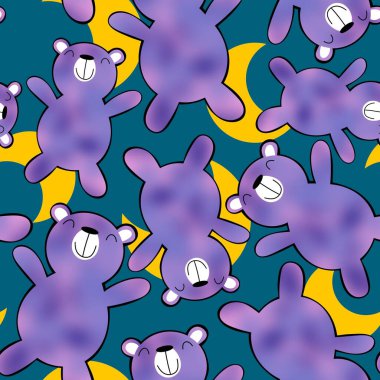 Çizgi filmlerdeki hayvanlar, kağıt, kumaş, çarşaf ve çocuk kıyafetleri ve parti aksesuarları için kusursuz sevimli ayı desenleri. Yüksek kaliteli illüstrasyon