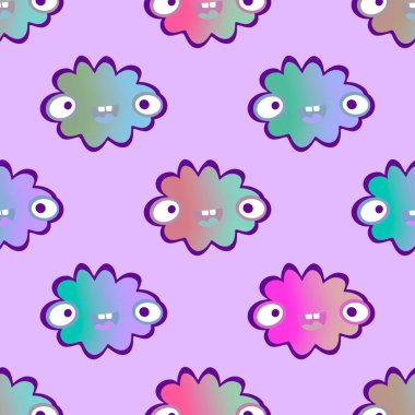 Karikatür gökyüzü, kağıt, kumaş, çarşaf ve çocuk giysileri ve parti aksesuarları için kusursuz bir gradyan deseni. Yüksek kaliteli illüstrasyon