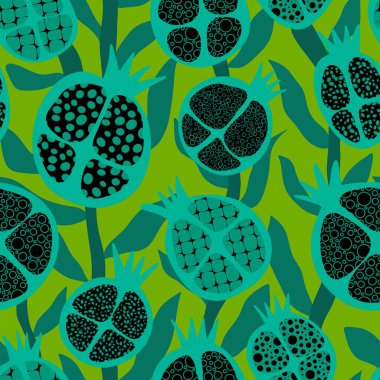 Kağıt, kumaş, çarşaf ve çocuk giysileri baskısı ve parti yaz aksesuarları için soyut meyve pürüzsüz nar deseni. Yüksek kaliteli illüstrasyon