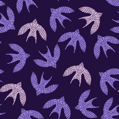 Kağıt, kumaş, çarşaf ve çocuk giysisi baskısı ve moda tekstili için kusursuz Ukrayna desenli etnik kuşlar. Yüksek kaliteli illüstrasyon