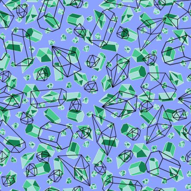 Yaz karikatürü geometrik kristaller kumaşlar ve çarşaflar için ve çocuk giysileri baskısı ve şenlikli ambalaj kağıtları ve moda tekstili. Yüksek kaliteli illüstrasyon