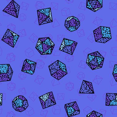 Geometrik oyun zarları kumaşlar ve çarşaflar için dikişsiz kristal desen ve ambalaj kağıdı ve çocuk giysileri baskısı ve parti aksesuarları. Yüksek kaliteli illüstrasyon