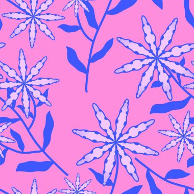 Kumaşlar, tekstil, ambalajlar, hediyeler, çocuklar ve posterler için çiçeklerle süslenmiş basit, pürüzsüz bir desen. 