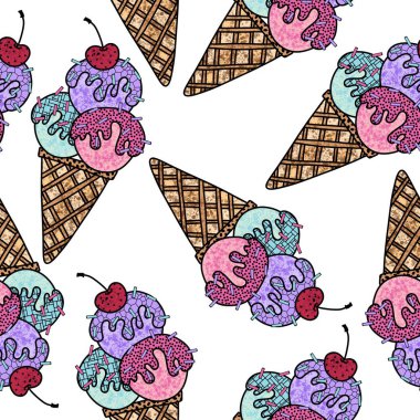 Çizgi filmlerdeki şekersiz dondurma kalıpları kağıt, kumaş, çarşaf, çocuk kıyafetleri ve parti aksesuarları için. Yüksek kaliteli illüstrasyon