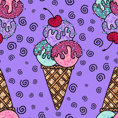 Çizgi filmlerdeki şekersiz dondurma kalıpları kağıt, kumaş, çarşaf, çocuk kıyafetleri ve parti aksesuarları için. Yüksek kaliteli illüstrasyon
