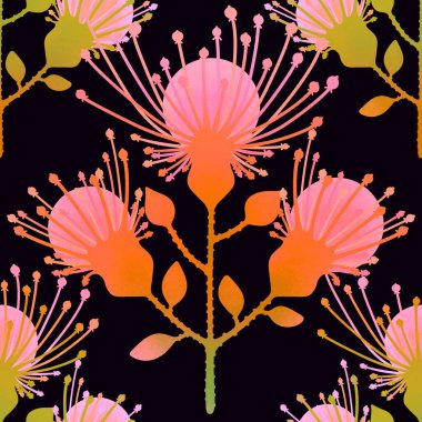 Kumaşlar, tekstil, ambalajlar, hediyeler, çocuklar ve posterler için çiçeklerle süslenmiş basit, pürüzsüz bir desen. 