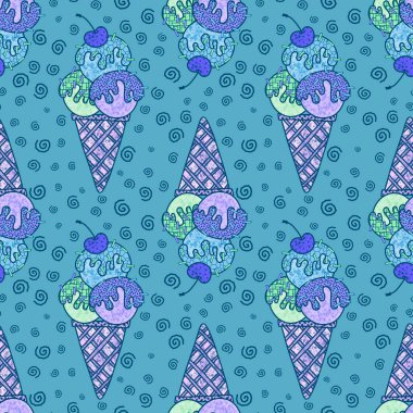 Çizgi filmlerdeki şekersiz dondurma kalıpları kağıt, kumaş, çarşaf, çocuk kıyafetleri ve parti aksesuarları için. Yüksek kaliteli illüstrasyon