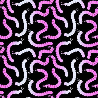 Çizgi film yaz baskısı, kağıt, kumaş, çarşaf, çocuk kıyafetleri ve parti aksesuarları için derlenmemiş tırtıllar deseni. Yüksek kaliteli illüstrasyon