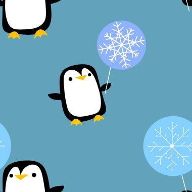 Doğum günü hayvanları kağıt, kumaş, çarşaf ve çocuk kıyafetleri ve parti aksesuarları için kusursuz penguen desenleri. Yüksek kaliteli illüstrasyon