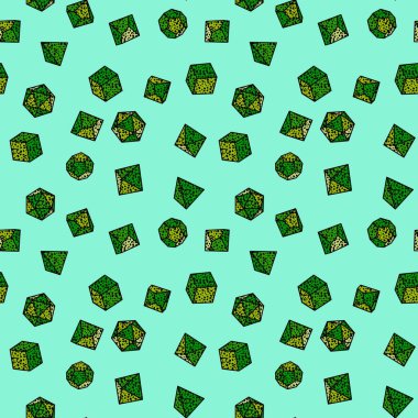 Geometrik oyun zarları kumaşlar ve çarşaflar için dikişsiz kristal desen ve ambalaj kağıdı ve çocuk giysileri baskısı ve parti aksesuarları. Yüksek kaliteli illüstrasyon