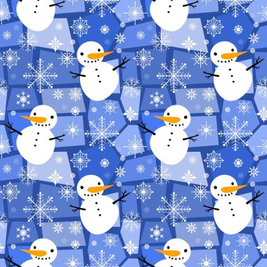 Kumaşlar, tekstil ve ambalajlar, hediyeler, kartlar, çarşaflar ve çocuklar için kusursuz kardan adam deseni.