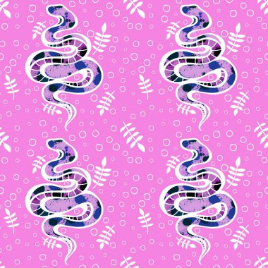 Yaz çizgi filmlerindeki kusursuz yılan desenli ambalaj kağıtları, kumaşlar, çarşaflar, çocuk giysileri baskısı ve yeni yıl, bayram ambalajları ve hayvanat bahçesi aksesuarları. Yüksek kaliteli illüstrasyon