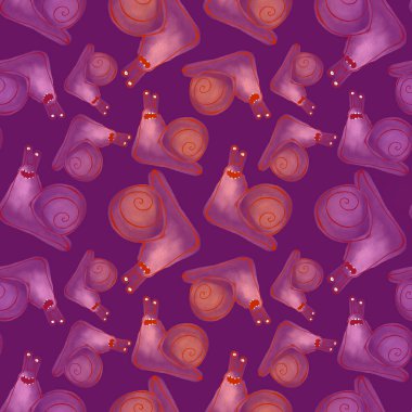 Çizgi filmlerdeki yaz hayvanları kumaşlar ve çarşaflar için sümüklü böcek desenleri ve ambalaj kağıtları ve çocuk giysileri baskısı ve sonbahar partisi aksesuarları. Yüksek kaliteli illüstrasyon