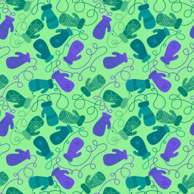 Yeni yıl aksesuarları, kumaşlar ve çarşaflar için dikişsiz eldivenler ve kar taneleri deseni ve ambalaj kağıdı ve çocuk giysileri baskısı ve parti tekstili. Yüksek kaliteli illüstrasyon