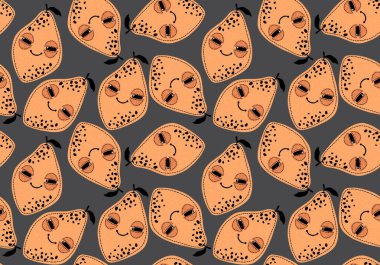 Kağıt, kumaş, çarşaf, çocuk giysisi baskısı ve yaz partisi aksesuarları için tatlı meyvesiz limon deseni. Yüksek kaliteli illüstrasyon