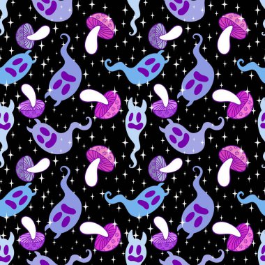 Cadılar Bayramı hayaletleri kağıt, kumaş, çarşaf ve çocuk giysileri baskısı, ambalaj ve şenlikli aksesuarlar için kusursuz çizgi film desenleri. Yüksek kaliteli illüstrasyon