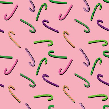 Noel şekeri desenli ambalaj kağıtları, kumaşlar, çarşaflar, çocuk kıyafetleri ve yeni yıl aksesuarları için. Yüksek kaliteli illüstrasyon