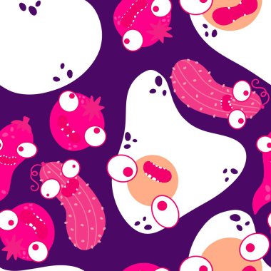 Sonbahar sebzesiz domates ve salatalık desenli ambalaj kağıdı, kumaş, çarşaf ve çocuk giysisi baskısı, mutfak tekstili ve moda aksesuarları. Yüksek kaliteli illüstrasyon