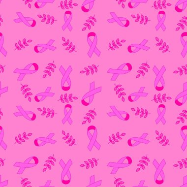 Göğüs kanseri ayı, ambalaj kağıdı, medya aksesuarları ve ilaç tekstili için kusursuz pembe kurdele günü mamografi deseni. Yüksek kaliteli illüstrasyon