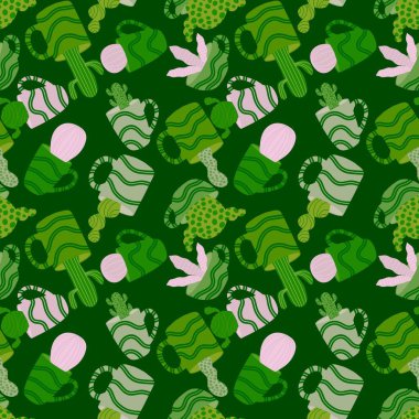 Kağıt, kumaş, çarşaf, tatil aksesuarları ve çocuk giysileri baskısı ve mayo tekstili için yaz çiçeksiz kaktüs deseni. Yüksek kaliteli illüstrasyon