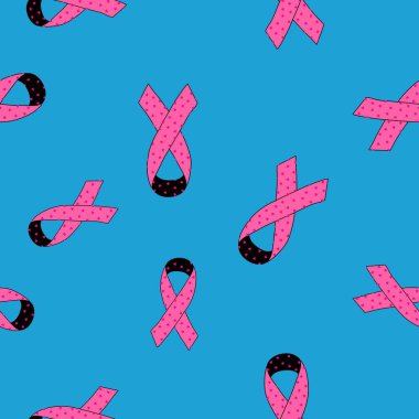 Göğüs kanseri ayı, ambalaj kağıdı, medya aksesuarları ve ilaç tekstili için kusursuz pembe kurdele günü mamografi deseni. Yüksek kaliteli illüstrasyon