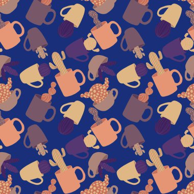 Kağıt, kumaş, çarşaf, tatil aksesuarları ve çocuk giysileri baskısı ve mayo tekstili için yaz çiçeksiz kaktüs deseni. Yüksek kaliteli illüstrasyon