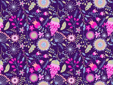 Kumaşlar, tekstil, ambalajlar, hediyeler, çocuklar ve posterler için çiçeklerle süslenmiş basit, pürüzsüz bir desen. 