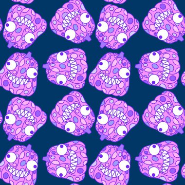 Cadılar Bayramı balkabakları kağıt, kumaş, çarşaf, çocuk giysisi baskısı, şenlik ambalajı ve sonbahar partisi aksesuarları için kusursuz canavar desenleri. Yüksek kaliteli illüstrasyon