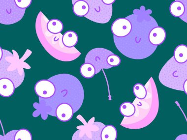 Kağıt ve kumaşlar ve çocuk giysileri baskısı, şenlik ambalajları ve mutfak aksesuarları için dikişsiz çilek deseni. Yüksek kaliteli illüstrasyon