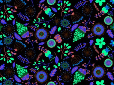 Kumaşlar, tekstil, ambalajlar, hediyeler, çocuklar ve posterler için çiçeklerle süslenmiş basit, pürüzsüz bir desen. 