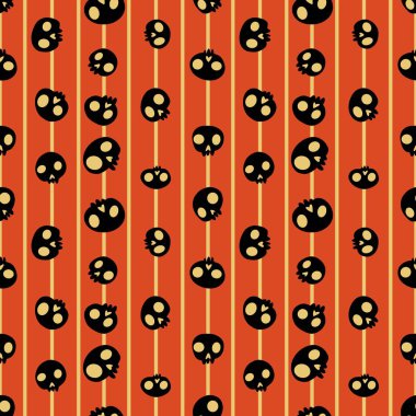 Cadılar Bayramı canavarları kağıt, kumaş, çarşaf ve moda tekstil ürünleri için kusursuz kafatası desenleri. Yüksek kaliteli illüstrasyon