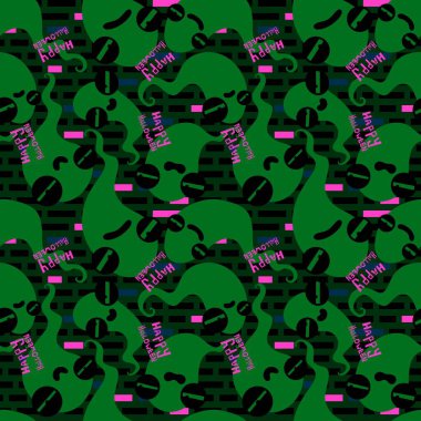 Cadılar Bayramı hayaletleri kağıt, kumaş, çarşaf ve çocuk giysileri baskısı, ambalaj ve şenlikli aksesuarlar için kusursuz çizgi film desenleri. Yüksek kaliteli illüstrasyon