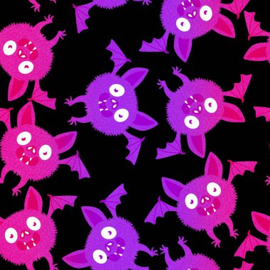 Cadılar Bayramı hayvanları, kağıt, kumaş, çarşaf ve çocuk giysileri baskısı ve sonbahar partisi aksesuarları için vampir desenleri oluşturur. Yüksek kalite fotoğraf