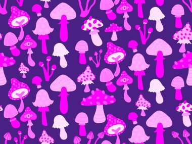 Çizgi filmlerdeki sonbahar hasadı kusursuz Cadılar Bayramı mantarları kağıt, kumaş, çarşaf, çocuk baskısı, şenlikli ambalaj ve aksesuarlar. Yüksek kaliteli illüstrasyon