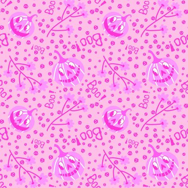 Cadılar Bayramı balkabakları kağıt, kumaş, çarşaf, çocuk giysisi baskısı, şenlik ambalajı ve sonbahar partisi aksesuarları için kusursuz canavar desenleri. Yüksek kaliteli illüstrasyon